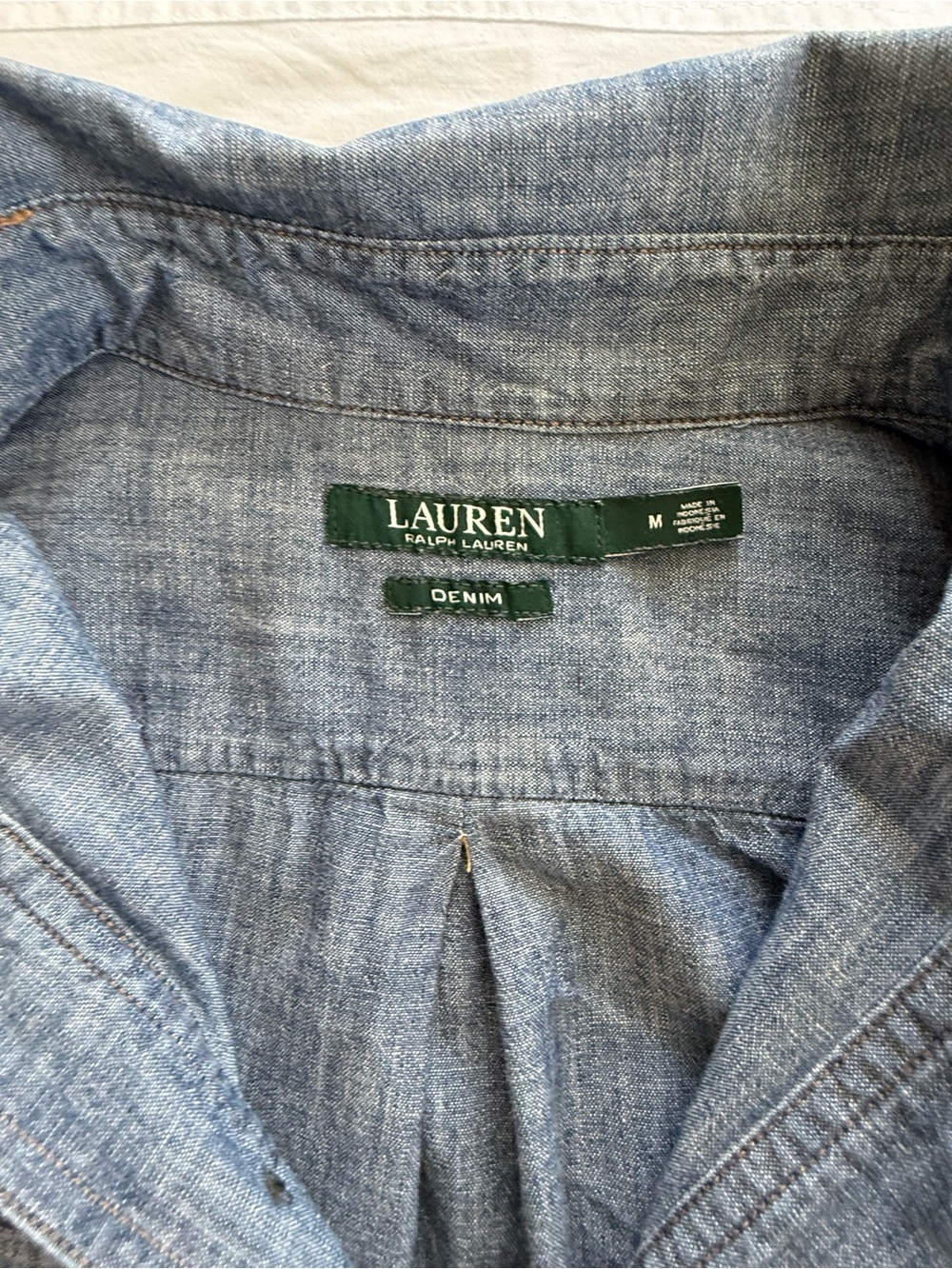 Lauren Ralph Lauren Long Sleeve  3/4 Button Up  - Blue Denim